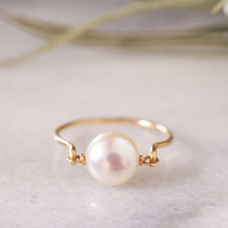 【再販6】14KGF 凛 パールリング 8mm 誕生石 6月 パール 真珠 パール 7枚目の画像