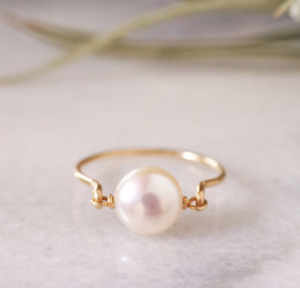 【再販6】14KGF 凛 パールリング 8mm 誕生石 6月 パール 真珠 パール 7枚目の画像
