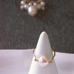 【再販6】14KGF 凛 パールリング 8mm 誕生石 6月 パール 真珠 パール 3枚目の画像