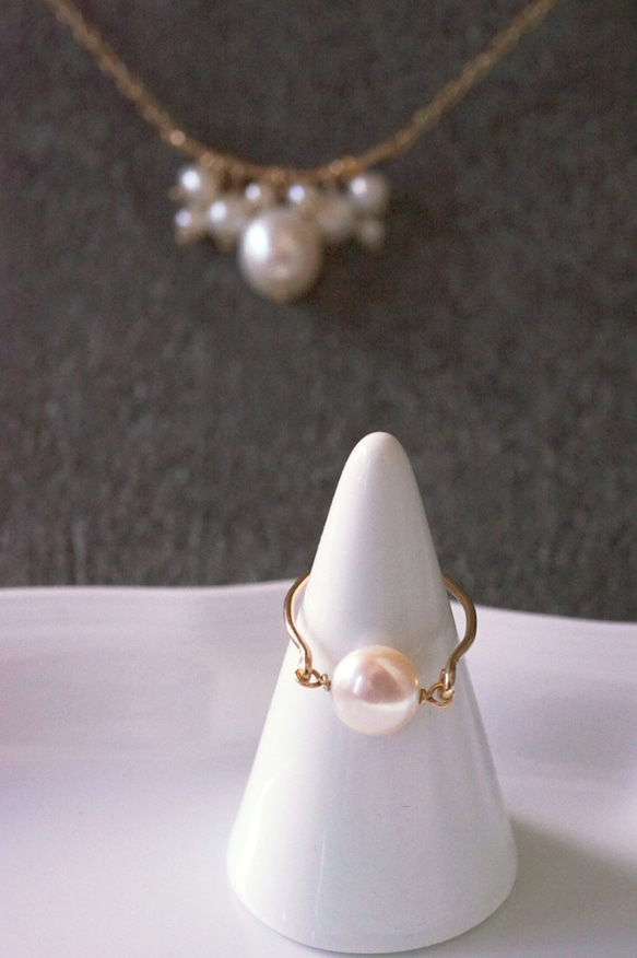 【再販6】14KGF 凛 パールリング 8mm 誕生石 6月 パール 真珠 パール 3枚目の画像