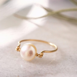 【再販6】14KGF 凛 パールリング 8mm 誕生石 6月 パール 真珠 パール 4枚目の画像