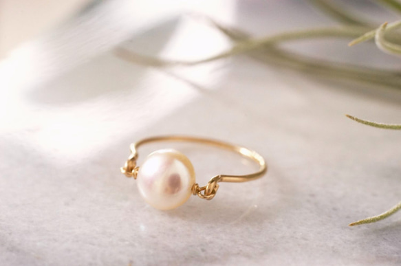 【再販6】14KGF 凛 パールリング 8mm 誕生石 6月 パール 真珠 パール 4枚目の画像