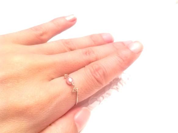 【再販11】*14KGF ピンクパールの一粒リング　真珠 誕生石 6月 Creema 5枚目の画像