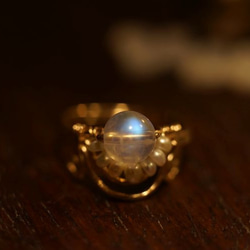 【再販2】*14KGF 月の紋章 リング ムーンストーン パール 真珠 誕生石 6月 Creema 6枚目の画像