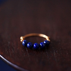 【再販29】人気*14KGFラピスラズリの粒 リング２ Creema 1枚目の画像