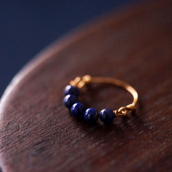 【再販29】人気*14KGFラピスラズリの粒 リング２ Creema 2枚目の画像
