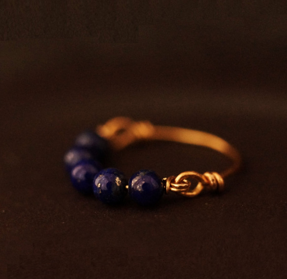 【再販29】人気*14KGFラピスラズリの粒 リング２ Creema 6枚目の画像