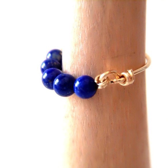 【再販29】人気*14KGFラピスラズリの粒 リング２ Creema 3枚目の画像