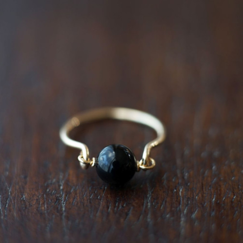 再販65】*14KGF モリオンの守護リング 天然黒水晶 天然色 Creema 指輪