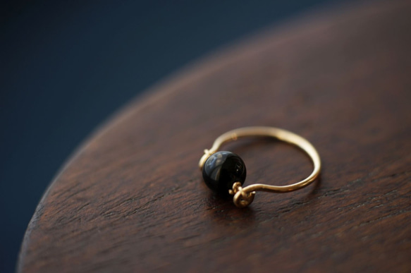 【再販65】*14KGF モリオンの守護リング 天然黒水晶 天然色　Creema 4枚目の画像