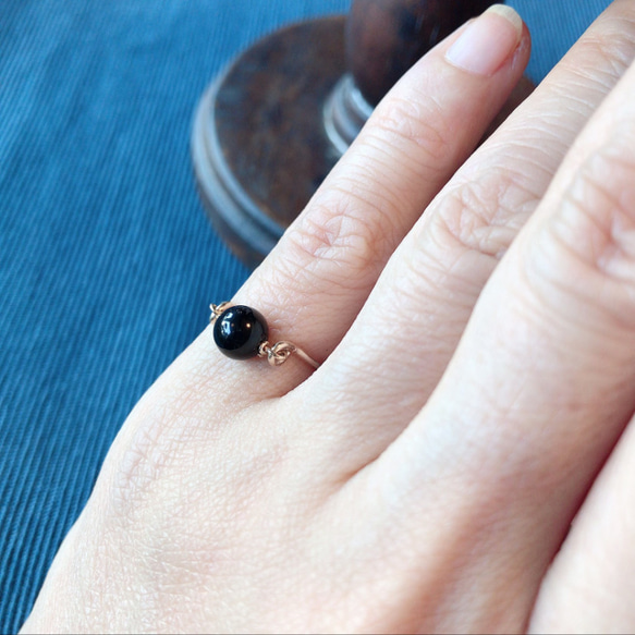 【再販65】*14KGF モリオンの守護リング 天然黒水晶 天然色　Creema 3枚目の画像