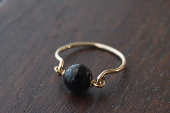 【再販65】*14KGF モリオンの守護リング 天然黒水晶 天然色　Creema 2枚目の画像