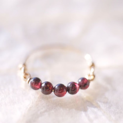 【再販3】*14KGF ガーネットの粒リング  誕生石 1月　Creema 1枚目の画像