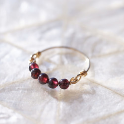 【再販3】*14KGF ガーネットの粒リング  誕生石 1月　Creema 2枚目の画像