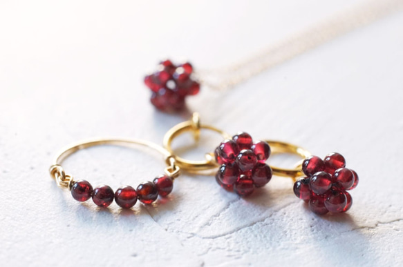 【再販3】*14KGF ガーネットの粒リング  誕生石 1月　Creema 4枚目の画像