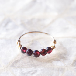 【再販3】*14KGF ガーネットの粒リング  誕生石 1月　Creema 6枚目の画像