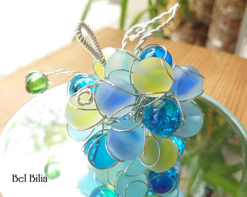 びーだま出品 ミラートレー付き】ビー玉のオブジェ（キュー） 立体・オブジェ