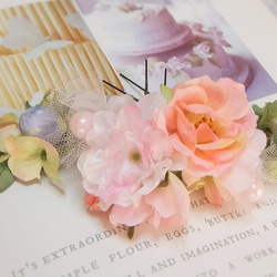 オフィーリアの花かんざし☆コーネリアスローズ&桜 6本セット☆*ライトピンク 1枚目の画像