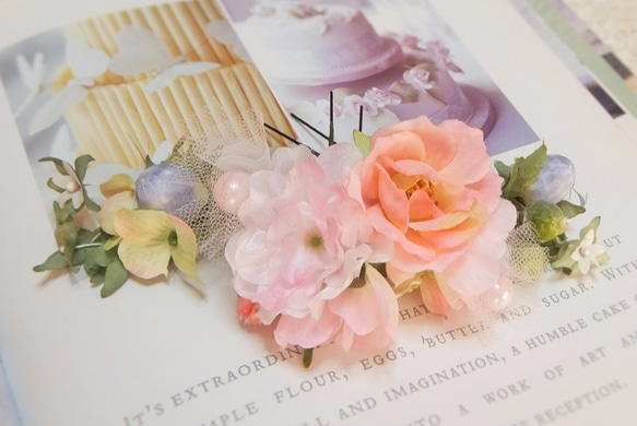 オフィーリアの花かんざし☆コーネリアスローズ&桜 6本セット☆*ライトピンク 1枚目の画像