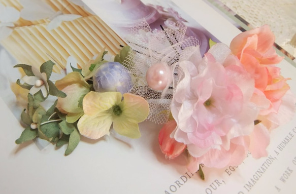 オフィーリアの花かんざし☆コーネリアスローズ&桜 6本セット☆*ライトピンク 2枚目の画像