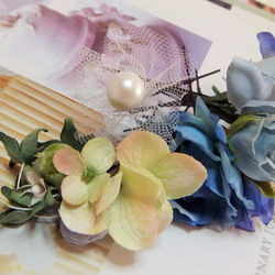 オフィーリアの花かんざし☆コーネリアスローズ&デルフィー 6本セット☆*くすみブルー 2枚目の画像