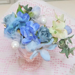 オフィーリアの花かんざし☆コーネリアスローズ&デルフィー 6本セット☆*くすみブルー 4枚目の画像