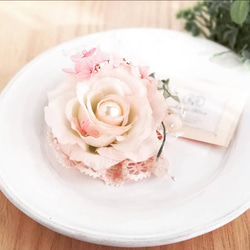 ふわふわシフォンローズのコサージュ 2Way☆*: ベビーピンク fluffy chiffon rose corsage 1枚目の画像