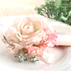 ふわふわシフォンローズのコサージュ 2Way☆*: ベビーピンク fluffy chiffon rose corsage 4枚目の画像