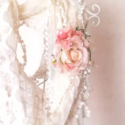 ふわふわシフォンローズのコサージュ 2Way☆*: ベビーピンク fluffy chiffon rose corsage 5枚目の画像