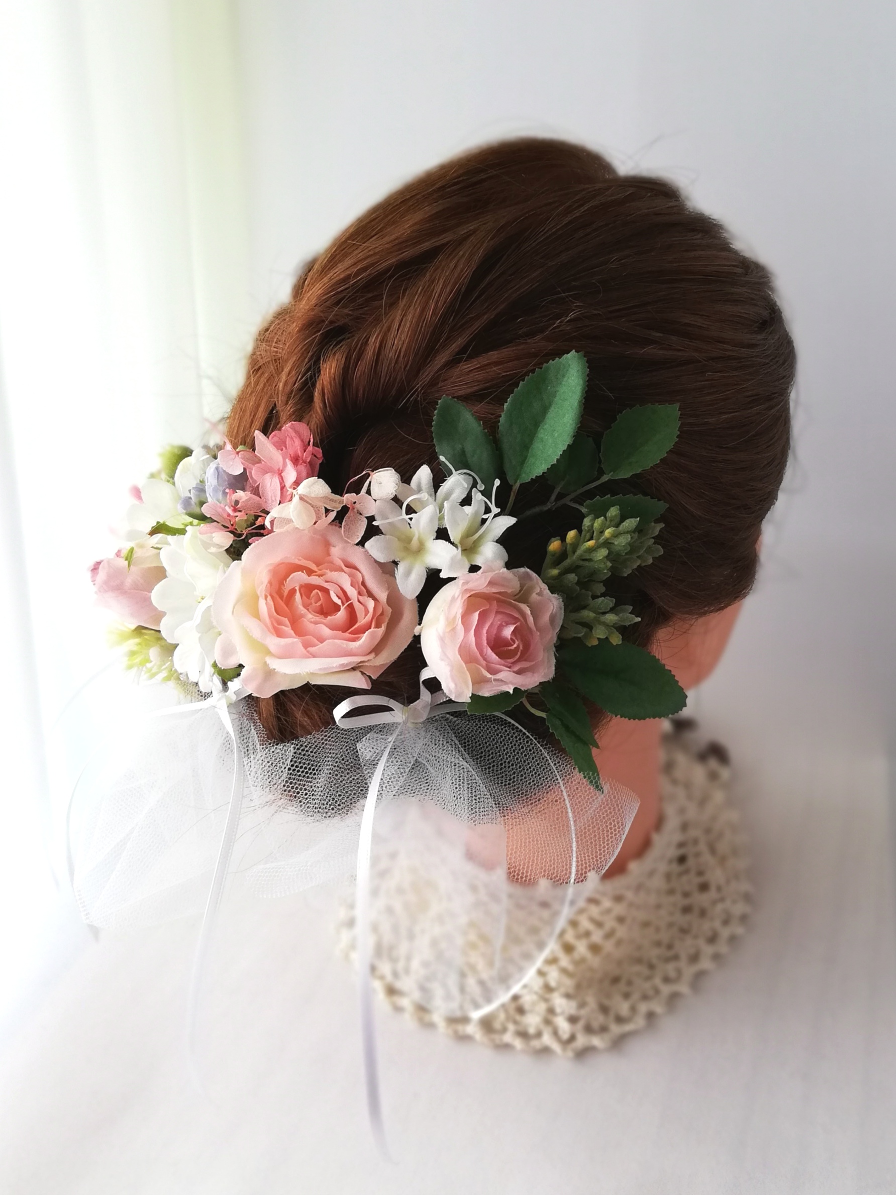 メアリーローズ◇野ばらのヘッドドレス☆*:シェルピンクｍary rose and ｗild rose headdress