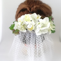 白◇あじさい◇アナベル【ヘッドドレス】ホワイト white hydrangea headdress 6枚目の画像