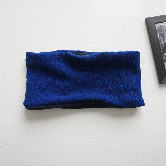 阿蘭針織和汗衫針織圍脖（寶藍色） 第3張的照片