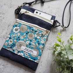 植物花卉立式智慧型手機行李袋（淺藍色） 第3張的照片