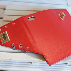 ★iPhone6​​ / 6S★皮革×鑲滿鏈手帳式手機殼 [紅色] 第5張的照片