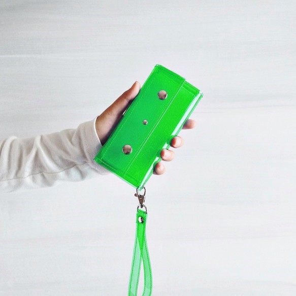 Xperia，Galaxy“骨架”瓜綠色透明錶殼PVC透明筆記本型智能手機外殼 第1張的照片