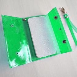Xperia，Galaxy“骨架”瓜綠色透明錶殼PVC透明筆記本型智能手機外殼 第2張的照片