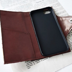 向日葵◆iPhone保護殼◆筆記本型智慧型手機保護殼（深棕色）生態皮革 第2張的照片