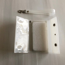 Xperia，Galaxy&#39;骷髏&#39;乳白色透明盒PVC透明筆記本型智能手機套 第5張的照片