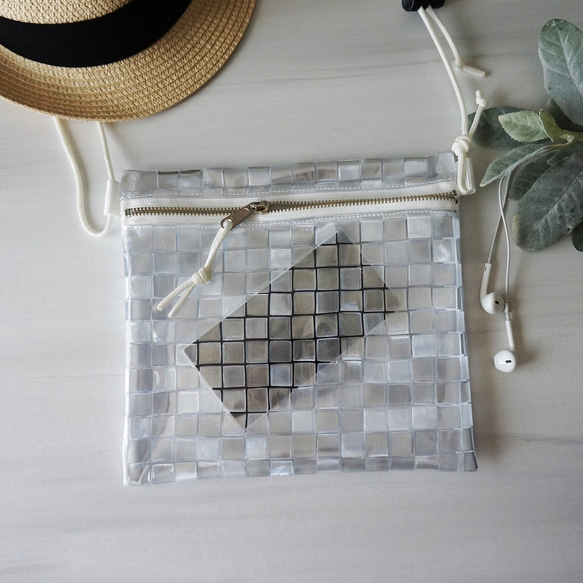 S 尺寸透明乙烯基袋 PVC 背包袋 迷你單肩包（瓷磚） 第4張的照片