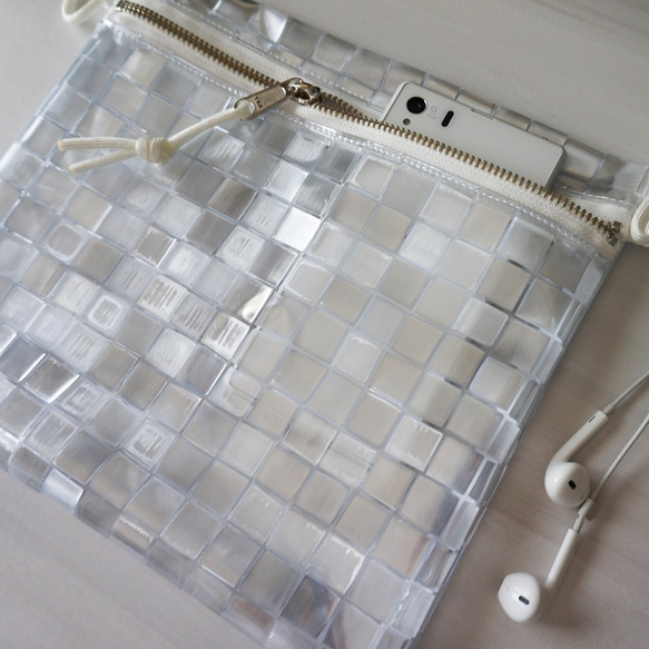 S 尺寸透明乙烯基袋 PVC 背包袋 迷你單肩包（瓷磚） 第5張的照片