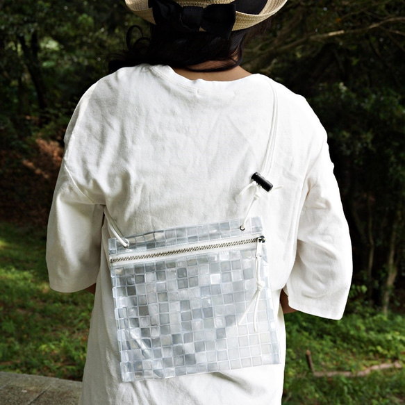 S 尺寸透明乙烯基袋 PVC 背包袋 迷你單肩包（瓷磚） 第1張的照片