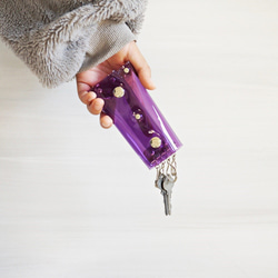 PVC鑰匙包紫色 第1張的照片