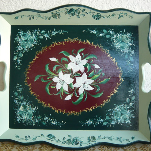 トールペイント ユリのトレイ お盆・トレイ c-coco-a 通販 6575155