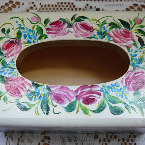 トールペイント❤ティッシュケース トールペイント ミニティッシュボックス（バラ） その他