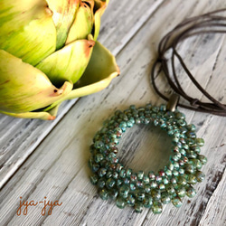 circle beads necklace - 透青緑　Φ4.5cm 1枚目の画像