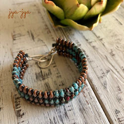 【新色】beads bracelet - ターコイズブラウン 2枚目の画像