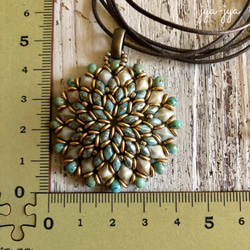 【軽量】circle beads necklace - ヴィンテージターコイズΦ4.5cm 3枚目の画像