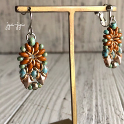 twin beads earrings - champagne turquoise 3枚目の画像