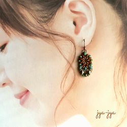 twin beads earrings - champagne turquoise 4枚目の画像