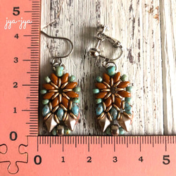 twin beads earrings - champagne turquoise 5枚目の画像